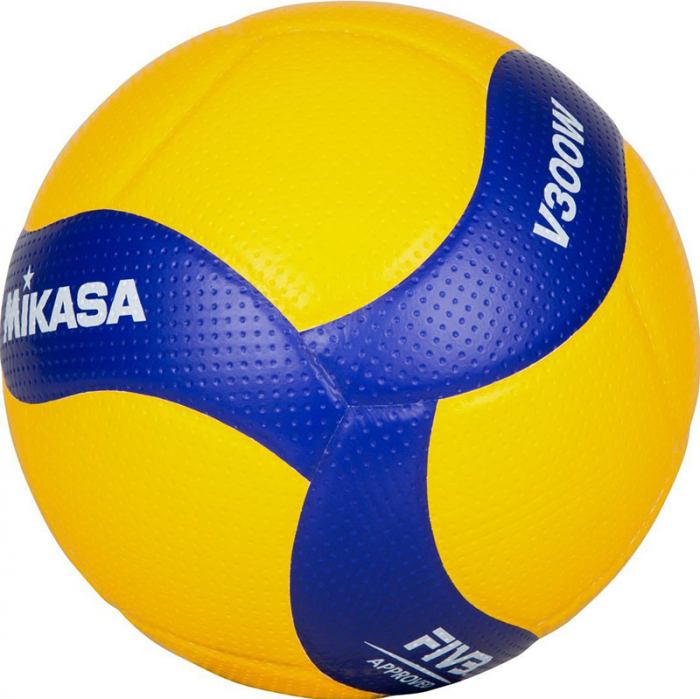 Мяч вол. MIKASA V300W, р.5, FIVB Appr, 18 пан, синт.кожа (микрофиб), клееный, бут.кам, желто-синий