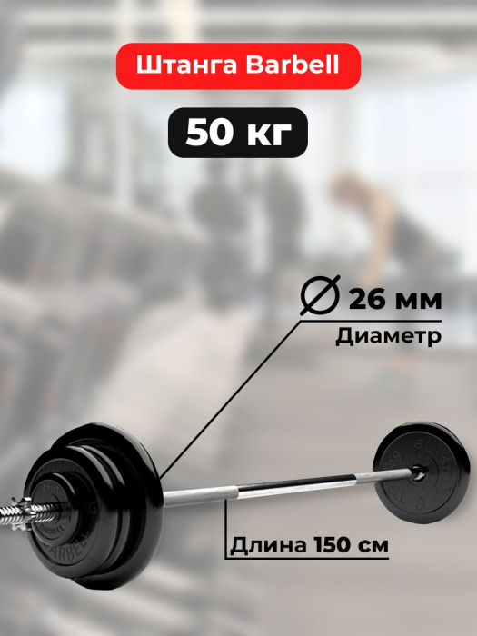 Штанга обрезиненная разборная MB Barbell 50 кг